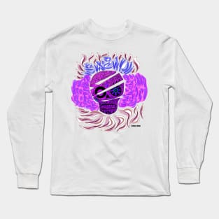 neon floral calavera ecopop Long Sleeve T-Shirt